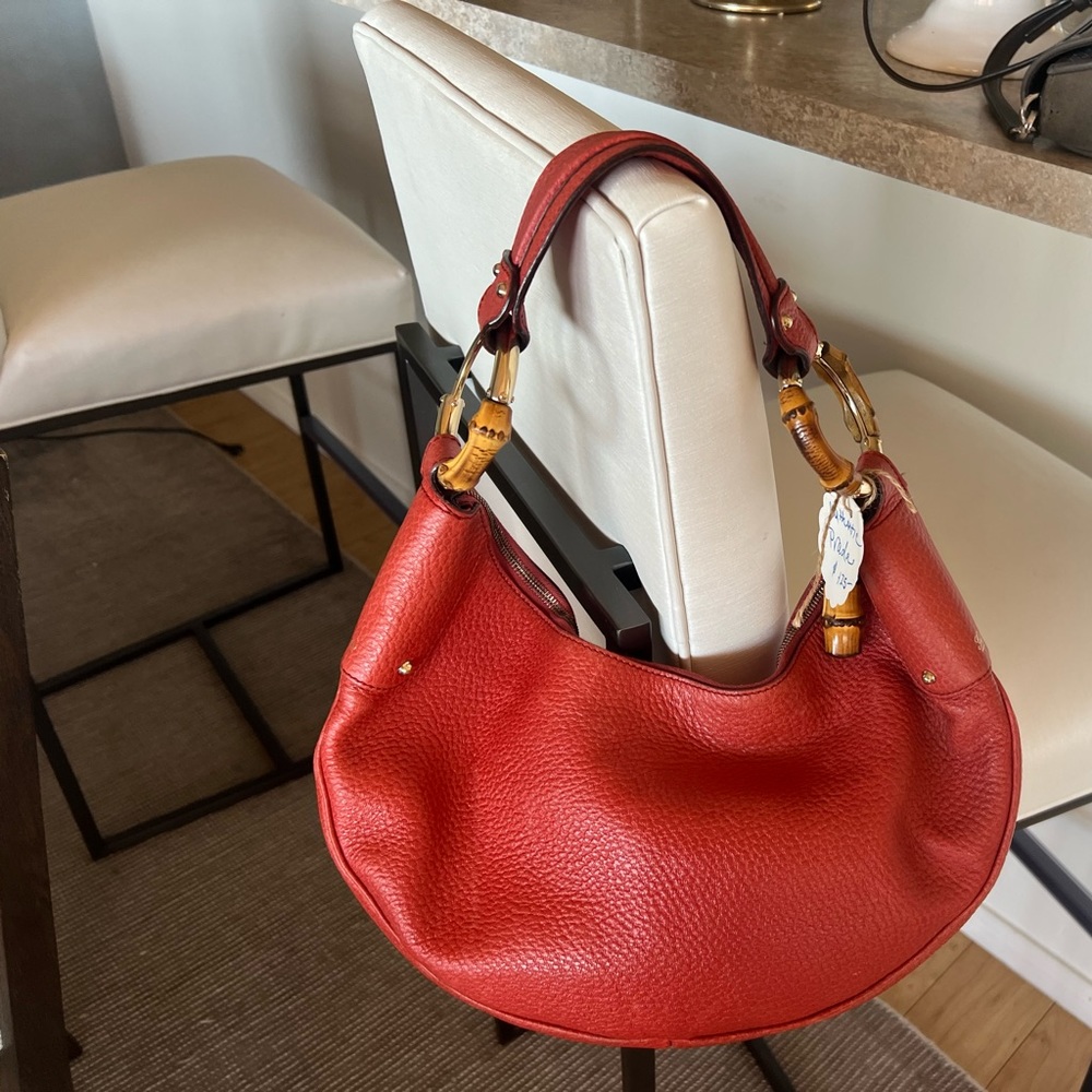 Authentic Gucci hobo used vintage missing bamboo on one side